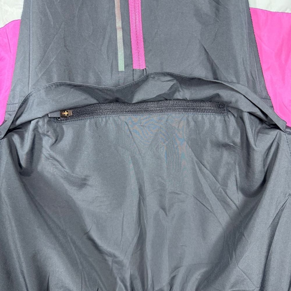 Asics Women S Half Zip Hooded Packable Reflective Windbreaker Blue Pink 2012B906 - Picture 5 of 11